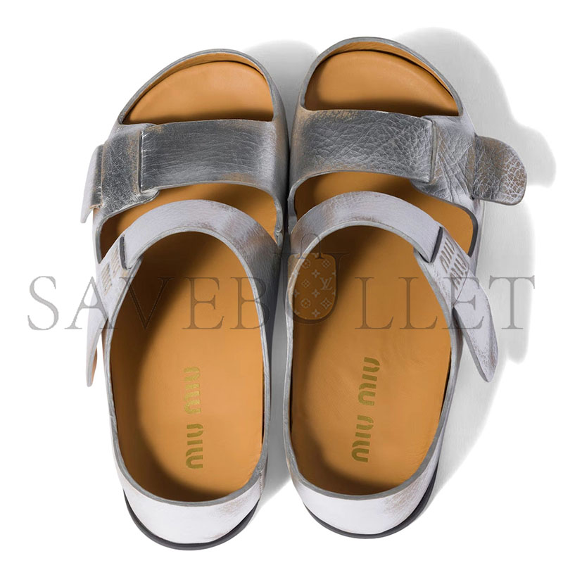 MIU MIU BLEACHED LEATHER SANDALS 5XX674